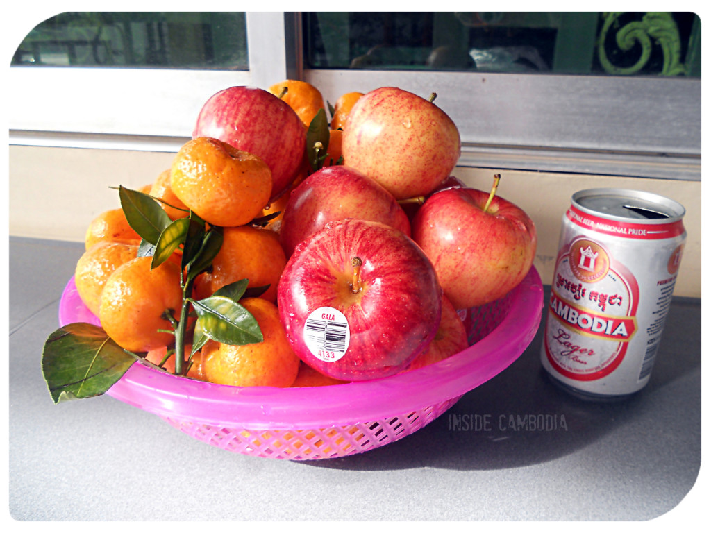 Snacking on fruits. And beer.